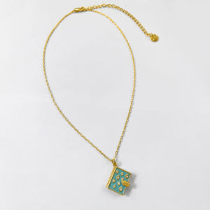 Stardust Book Locket (Aquamarine) - Gold
